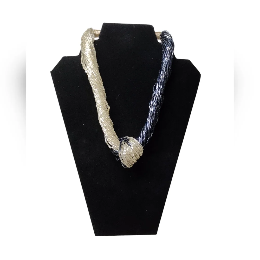 Multi-Strand Silver and Black Necklace. - Picture 2 of 6